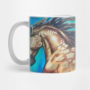 Gilded Buckskin Horse Painting Mug